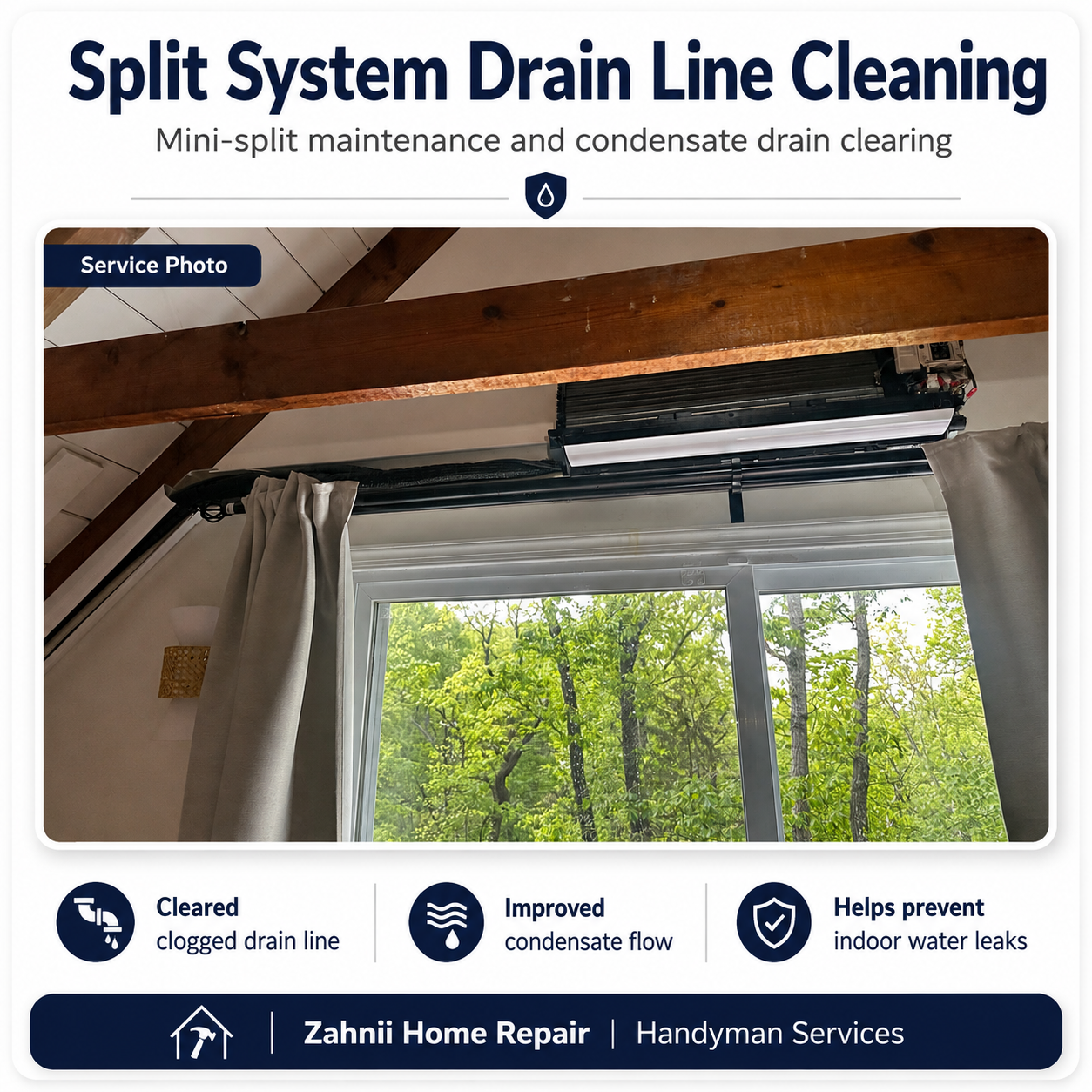 Mini-split drain line cleaning project by Zahnii Home Repair
